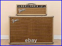 1963 Fender Bassman 6G6B Blonde Brown Panel Vintage Piggyback Tube Amp, Oxfords
