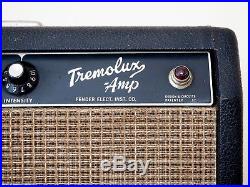 1965 Fender Tremolux Blackface Vintage Piggyback Tube Amp 2x10 AB763, FEIC