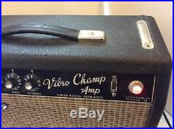 1965 Fender Vibro Champ Amp Vintage Tube Guitar Amplifier Blackface Original USA