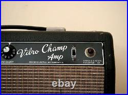 1965 Fender Vibro Champ Vintage Blackface Tube Amp Class A, FEIC