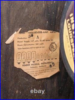 1967 Fender Twin Reverb Black Panel Vintage Tube Amp 2x12 with Ftsw, & Paperwork