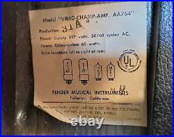1967 Fender Vibro Champ Vintage Blackface Combo Tube Electric Guitar Amplifier