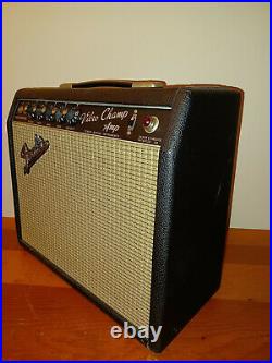1967 Fender Vibro Champ Vintage Blackface Tube Guitar Amplifier Pristine Amp