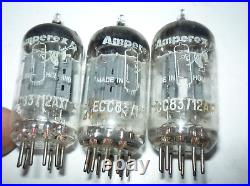 3 lot Vintage Amperex ECC83 12AX7 Tubes Bugle Boy Holland tube Preamp Amplifier