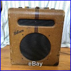 GIBSON EH-185 1940's Vintage Tube Guitar Amp Rare One Tone Knob Vers. Tweed