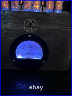 Nixie Clock IN-14 Retro, Steampunk. Vintage Lighted Amp Meter. Vintage Vac Tube