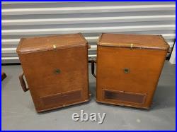 Pair of Vintage Ampex 620 Tube Amplifier Speaker Suitcase Powered FOR PARTS