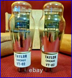 TAYLOR Chicago Electronic Tubes ARMY VT-62 / 801A Amplifier Vacuum NOS VINTAGE