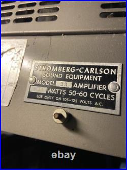 VTG Audio Stromberg Carlson 33 Tube Amplifier Untested-POWERS ON- Parts