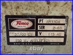 VTG RARE Femco Irwin, PA 150W Tube Amplifier Model AM3304 115V, 50/60 Cy