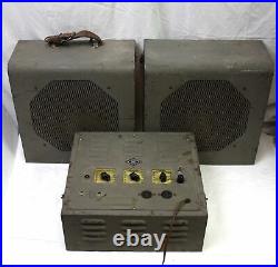 Vintage 1950s Hamilton Electronics 6L6 Tube Amp Military PA System with Speakers