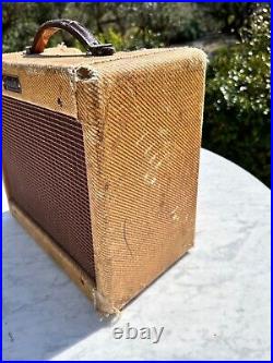Vintage 1959 Fender Champ Tube Amplifier 5f1 Tweed Narrow Panel