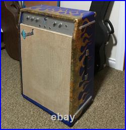 Vintage 1960s Sound X-202 Combo Base Guitar Tube Amp Blue with Variegated Flames