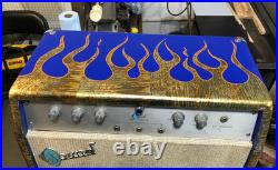 Vintage 1960s Sound X-202 Combo Base Guitar Tube Amp Blue with Variegated Flames