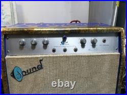 Vintage 1960s Sound X-202 Combo Base Guitar Tube Amp Blue with Variegated Flames