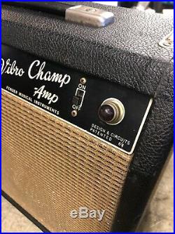 Vintage 1965 Fender Vibro Champ Blackface Tube Guitar Amp Nice LOOK