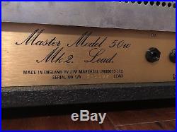 Vintage 1984 Marshall JCM 800 Tube Amp Head Mk-2. Master Model 50W Lead 2204