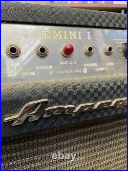 Vintage 60s Ampeg Gemini 1 Two Channel Tube Guitar Amplifier Combo Amp Weber