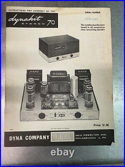 Vintage DYNA DYNAKIT Stereo 70 Tube Amp In Original Box And Instructions! Read