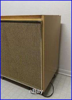 Vintage Decca Hi-fonic Record Player Console Cabinet Tube Amp Speakers