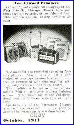 Vintage Erwood Sound Western Electric Tube Amplifier Harp Microphone Speaker Amp