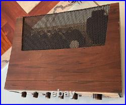 Vintage Fisher X-100-C 10 Tube Amp With Wood Case Untested For Parts Or Restore