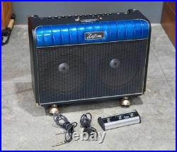 Vintage Guitar Tube Amp Kustom 72 Coupe Amplifier Sparkle Blue with foot pedal