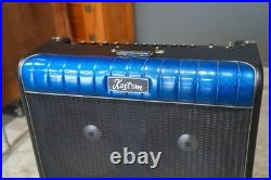 Vintage Guitar Tube Amp Kustom 72 Coupe Amplifier Sparkle Blue with foot pedal