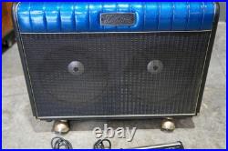 Vintage Guitar Tube Amp Kustom 72 Coupe Amplifier Sparkle Blue with foot pedal