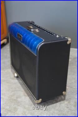 Vintage Guitar Tube Amp Kustom 72 Coupe Amplifier Sparkle Blue with foot pedal