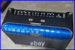 Vintage Guitar Tube Amp Kustom 72 Coupe Amplifier Sparkle Blue with foot pedal