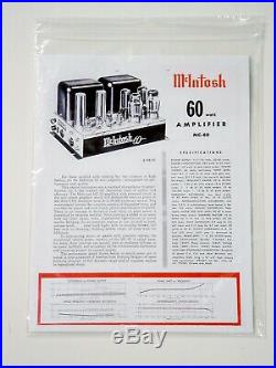 Vintage Mcintosh Mc60 Tube Mono Amplifiers One Pair