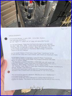 Vintage Oscilloscope Oscillograph Early CRT TV Tube Amplifier Testing Monitor