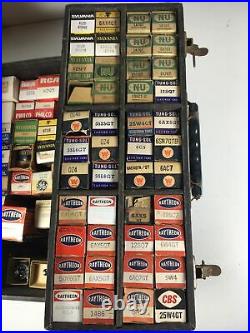 Vintage RCA Repairman's Caddy Case Lot with 130+ Radio Amp Electron Vacuum Tubes