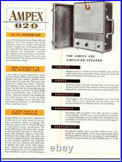 Vintage/Rare 1950/60s Mono Ampex Model 620 Portable PA/Instr. Tube Amplifier