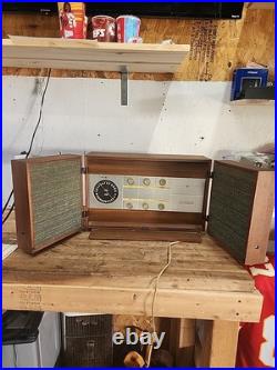 Vintage Rare Ge T-1500a Tube Radio Amp Stereo Walnut Console Table Stereophonic