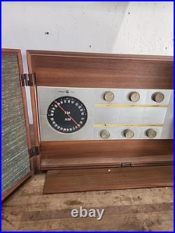 Vintage Rare Ge T-1500a Tube Radio Amp Stereo Walnut Console Table Stereophonic