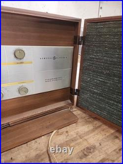 Vintage Rare Ge T-1500a Tube Radio Amp Stereo Walnut Console Table Stereophonic