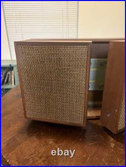 Vintage Rare Ge T-1500a Tube Radio Amp Stereo Walnut Console Table Stereophonic