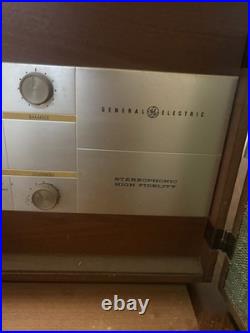 Vintage Rare Ge T-1500a Tube Radio Amp Stereo Walnut Console Table Stereophonic