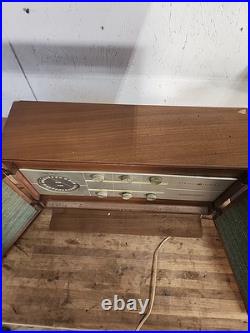 Vintage Rare Ge T-1500a Tube Radio Amp Stereo Walnut Console Table Stereophonic
