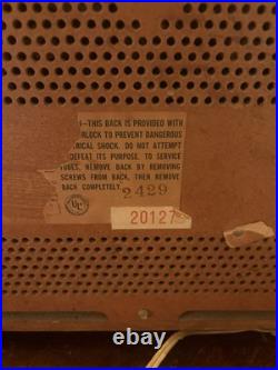 Vintage Rare Ge T-1500a Tube Radio Amp Stereo Walnut Console Table Stereophonic