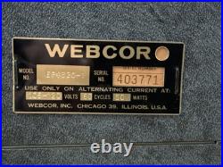 Vintage Webcor EP4820-1 Push Pull Mono Tube Amp Extension Speaker 1950s WithRemote