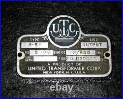 Vintage early Black UTC LS-55 Audio Output Transformer for 300B or 6L6 tube amp