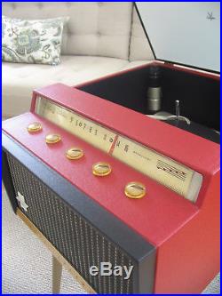 Vtg 50s Silvertone Record Player/Radio HiFi Tube Amp Mid Century Modern Console